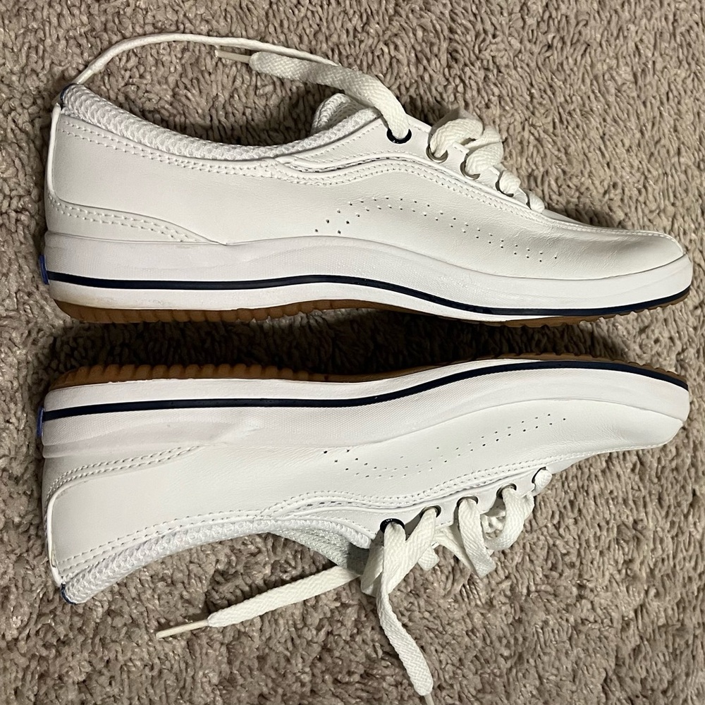 Keds White Leather Lace-Up Perforated Sneaker - Picture 2 of 6